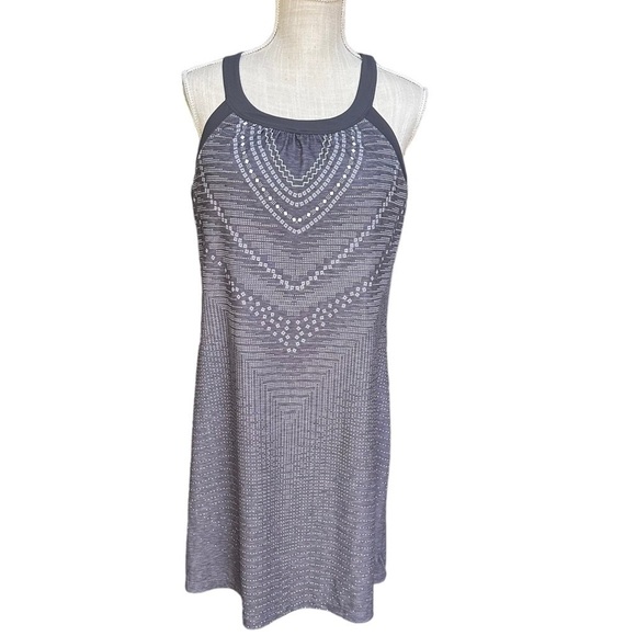 Prana Women's Grey Geometric Print Athletic Midi Dress Size L - Picture 1 of 12